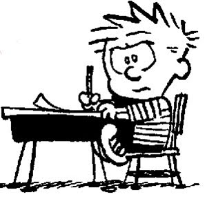 Calvin fazendo prova